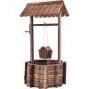 imageGiantex Rustic Wooden Wishing Well Planter with Hanging Bucket and Roof Flower Plants Planter Wishing Wells for Outdoors Backyard Patio Garden Lawn Outside Decor