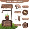 imageGiantex Rustic Wooden Wishing Well Planter with Hanging Bucket and Roof Flower Plants Planter Wishing Wells for Outdoors Backyard Patio Garden Lawn Outside Decor