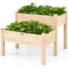 imageGiantex Set of 2 Raised Garden Bed Elevated Wood Planter Box Raised Bed Kit for Flowers Vegetables Fruits Herbs Outdoor Planting Container Patio Balcony Yard NaturalNatural