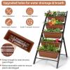 imageGiantex Set of 2 Vertical Planter Raised Bed Elevated Garden Beds with Water Drainage Hole Freestanding 5 Container Boxes for Herb Vegetables Flowers Growing Outdoor Indoor Patio BalconyBrown