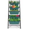 imageGiantex Set of 2 Vertical Planter Raised Bed Elevated Garden Beds with Water Drainage Hole Freestanding 5 Container Boxes for Herb Vegetables Flowers Growing Outdoor Indoor Patio BalconyGreen