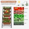 imageGiantex Set of 2 Vertical Planter Raised Bed Elevated Garden Beds with Water Drainage Hole Freestanding 5 Container Boxes for Herb Vegetables Flowers Growing Outdoor Indoor Patio BalconyBrown