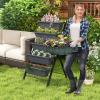 imageGiantex Set of 2 Vertical Raised Garden Bed Elevated Planter Raised Beds with Water Drainage Freestanding 5 Container Boxes for Vegetables and Flowers Growing Outdoor Indoor Patio BalconyDark Gray Wheels