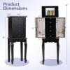 imageGiantex Standing Jewelry Armoire Cabinet with 4 Drawers Flip Top Mirror Top Storage Compartments 2 Side Doors with 8 Necklace Hooks Freestanding Jewelry Organizer Box Chest BlackBlack
