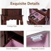 imageGiantex Standing Jewelry Armoire Cabinet with 4 Drawers Flip Top Mirror Top Storage Compartments 2 Side Doors with 8 Necklace Hooks Freestanding Jewelry Organizer Box Chest BlackWalnut