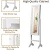 imageGiantex Standing Jewelry Armoire with 18 LED Lights Around the Door Large Storage Mirrored Jewelry Cabinet with Full Length Mirror 16 Lipstick Holders 1 Inside Makeup Mirror WhiteWhite