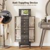imageGiantex Standing Jewelry Cabinet with 7 Drawers FlipTop Mirror 2 Side Doors with 12 Necklace Hooks Divided Ring Compartments VelvetLined Jewelry Armoire Organizer Chest CherryWeathered Gray