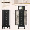 imageGiantex Standing Jewelry Cabinet with 7 Drawers FlipTop Mirror 2 Side Doors with 12 Necklace Hooks Divided Ring Compartments VelvetLined Jewelry Armoire Organizer Chest CherryBlack
