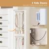 imageGiantex Standing Jewelry Cabinet with 7 Drawers FlipTop Mirror 2 Side Doors with 12 Necklace Hooks Divided Ring Compartments VelvetLined Jewelry Armoire Organizer Chest CherryWhite