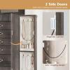imageGiantex Standing Jewelry Cabinet with 7 Drawers FlipTop Mirror 2 Side Doors with 12 Necklace Hooks Divided Ring Compartments VelvetLined Jewelry Armoire Organizer Chest CherryWeathered Gray