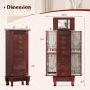 imageGiantex Standing Jewelry Cabinet with 7 Drawers FlipTop Mirror 2 Side Doors with 12 Necklace Hooks Divided Ring Compartments VelvetLined Jewelry Armoire Organizer Chest CherryCherry