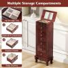 imageGiantex Standing Jewelry Cabinet with 7 Drawers FlipTop Mirror 2 Side Doors with 12 Necklace Hooks Divided Ring Compartments VelvetLined Jewelry Armoire Organizer Chest CherryCherry