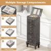 imageGiantex Standing Jewelry Cabinet with 7 Drawers FlipTop Mirror 2 Side Doors with 12 Necklace Hooks Divided Ring Compartments VelvetLined Jewelry Armoire Organizer Chest CherryWeathered Gray