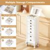 imageGiantex Standing Jewelry Cabinet with 7 Drawers FlipTop Mirror 2 Side Doors with 12 Necklace Hooks Divided Ring Compartments VelvetLined Jewelry Armoire Organizer Chest CherryWhite