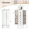 imageGiantex Standing Jewelry Cabinet with 7 Drawers FlipTop Mirror 2 Side Doors with 12 Necklace Hooks Divided Ring Compartments VelvetLined Jewelry Armoire Organizer Chest CherryWhite