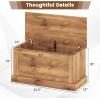imageGiantex Storage Chest with Safety Metal Hinges FlipTop Tool Bookcase Trunk 355quotx16quotx18quot LiftTop Organizer Box Storage Shoe Bench for Bedroom Living Room Entryway OakOak
