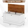 imageGiantex Storage Chest with Safety Metal Hinges FlipTop Tool Bookcase Trunk 355quotx16quotx18quot LiftTop Organizer Box Storage Shoe Bench for Bedroom Living Room Entryway OakBrownwhite