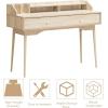 imageGiantex Vanity Desk Makup Table with Large Drawer Storage Shelves Wooden Writing Desk Computer Workstation for Home Office Bedroom Apartment Small SpaceNatural