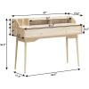 imageGiantex Vanity Desk Makup Table with Large Drawer Storage Shelves Wooden Writing Desk Computer Workstation for Home Office Bedroom Apartment Small SpaceNatural