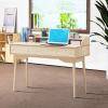 imageGiantex Vanity Desk Makup Table with Large Drawer Storage Shelves Wooden Writing Desk Computer Workstation for Home Office Bedroom Apartment Small SpaceNatural