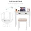 imageGiantex Vanity Set Makeup Table with Stool Dressing Tables with 4 Drawers TriFolding Mirror Large Mirrored Room Vanity Desk for Bedroom Bathroom Padded Seat Chair Vanities White
