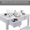 imageGiantex Vanity Set with Flip Top Mirror and Cushioned Stool Makeup Dressing Table Writing Desk with 2 Drawers ampamp 3 Removable Organizers Makeup Table Set Easy Assembly WhiteWhite