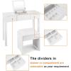 imageGiantex Vanity Set with Flip Top Mirror and Cushioned Stool Makeup Dressing Table Writing Desk with 2 Drawers ampamp 3 Removable Organizers Makeup Table Set Easy Assembly WhiteWhite