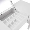 imageGiantex Vanity Set with Flip Top Mirror and Cushioned Stool Makeup Dressing Table Writing Desk with 2 Drawers ampamp 3 Removable Organizers Makeup Table Set Easy Assembly WhiteWhite
