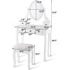 imageGiantex Vanity Set with Round Lighted Mirror Makeup Dressing Table with 8 Light Bulbs and Brightness Adjustable Bedroom Makeup Table with Cushioned Stool and 2 Sliding Drawers WhiteWhite