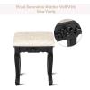 imageGiantex Vanity Stool Makeup Bench Upholstered Dressing Stool with Pinewood Legs and Padded Cushion Modern Bathroom Bedroom Vanity Bench Piano Seat for Girls Women BlackBlack