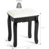 imageGiantex Vanity Stool Makeup Bench Upholstered Dressing Stool with Pinewood Legs and Padded Cushion Modern Bathroom Bedroom Vanity Bench Piano Seat for Girls Women BlackBlack