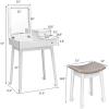 imageGiantex Vanity Table Set with Flip Top Mirror and Cushioned Stool Folding Top Flip Mirrored Large Storage Organizer for Home Bedroom Bathroom Makeup Dressing Table Set with 2 Drawers White