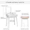 imageGiantex Vanity Table Set with Flip Top Mirror and Cushioned Stool Folding Top Flip Mirrored Large Storage Organizer for Home Bedroom Bathroom Makeup Dressing Table Set with 2 Drawers White
