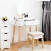 imageGiantex Vanity Table Set with Height Adjustable Round Mirror Makeup Mirrored Dressing Table with Cushioned Stool Side Storage and Large Drawer Gift Vanities for Women Girls Bedroom White