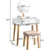 imageGiantex Vanity Table Set with Height Adjustable Round Mirror Makeup Mirrored Dressing Table with Cushioned Stool Side Storage and Large Drawer Gift Vanities for Women Girls Bedroom White