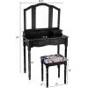 imageGiantex Vanity Table Set with TriFolding Mirror Makeup Dressing Table with 4 Drawers Bedroom Vanity with Padded Stool Room Desk Vanities Black