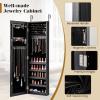 imageGiantex Wall or Door Mounted Jewelry Cabinet with Full Length Mirror Over The Door Jewelry Armoire Organizer Hanging Storage Cabinet with Necklace Hooks Earring Slots Ring Slots ampamp Shelves WhiteBlack