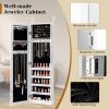 imageGiantex Wall or Door Mounted Jewelry Cabinet with Full Length Mirror Over The Door Jewelry Armoire Organizer Hanging Storage Cabinet with Necklace Hooks Earring Slots Ring Slots ampamp Shelves WhiteWhite