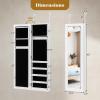 imageGiantex Wall or Door Mounted Jewelry Cabinet with Full Length Mirror Over The Door Jewelry Armoire Organizer Hanging Storage Cabinet with Necklace Hooks Earring Slots Ring Slots ampamp Shelves WhiteWhite