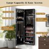 imageGiantex Wall or Door Mounted Jewelry Cabinet with Full Length Mirror Over The Door Jewelry Armoire Organizer Hanging Storage Cabinet with Necklace Hooks Earring Slots Ring Slots ampamp Shelves WhiteBlack