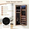 imageGiantex Wall or Door Mounted Jewelry Cabinet with Full Length Mirror Over The Door Jewelry Armoire Organizer Hanging Storage Cabinet with Necklace Hooks Earring Slots Ring Slots ampamp Shelves WhiteRustic Brown