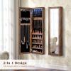 imageGiantex Wall or Door Mounted Jewelry Cabinet with Full Length Mirror Over The Door Jewelry Armoire Organizer Hanging Storage Cabinet with Necklace Hooks Earring Slots Ring Slots ampamp Shelves WhiteRustic Brown