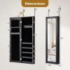 imageGiantex Wall or Door Mounted Jewelry Cabinet with Full Length Mirror Over The Door Jewelry Armoire Organizer Hanging Storage Cabinet with Necklace Hooks Earring Slots Ring Slots ampamp Shelves WhiteBlack