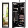 imageGiantex Wall or Door Mounted Jewelry Cabinet with Full Length Mirror Over The Door Jewelry Armoire Organizer Hanging Storage Cabinet with Necklace Hooks Earring Slots Ring Slots ampamp Shelves WhiteBlack