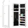 imageGiantex Wall or Door Mounted Jewelry Cabinet with Full Length Mirror Over The Door Jewelry Armoire Organizer Hanging Storage Cabinet with Necklace Hooks Earring Slots Ring Slots ampamp Shelves WhiteWhite