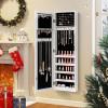 imageGiantex Wall or Door Mounted Jewelry Cabinet with Full Length Mirror Over The Door Jewelry Armoire Organizer Hanging Storage Cabinet with Necklace Hooks Earring Slots Ring Slots ampamp Shelves WhiteWhite