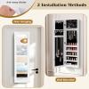 imageGiantex Wall or Door Mounted Jewelry Cabinet with Full Length Mirror Over The Door Jewelry Armoire Organizer Hanging Storage Cabinet with Necklace Hooks Earring Slots Ring Slots ampamp Shelves WhiteWhite