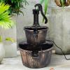 imageGiantex Water Fountain Outdoor 2Tier Barrel Cascading Waterfall Fountain with Electric Pump for Garden Patio Deck Backyard Decor Rustic Freestanding Water Feature