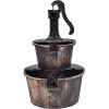imageGiantex Water Fountain Outdoor 2Tier Barrel Cascading Waterfall Fountain with Electric Pump for Garden Patio Deck Backyard Decor Rustic Freestanding Water Feature