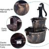 imageGiantex Water Fountain Outdoor 2Tier Barrel Cascading Waterfall Fountain with Electric Pump for Garden Patio Deck Backyard Decor Rustic Freestanding Water Feature